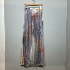 T-Party Micro Cotton Flare Bell Bottom Leggings Sz M Yoga Boho Abstract